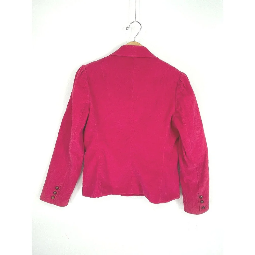 Kathy Davis Womens Blazer 8 Corduroy Pink Vintage Single Button Puff Shoulder